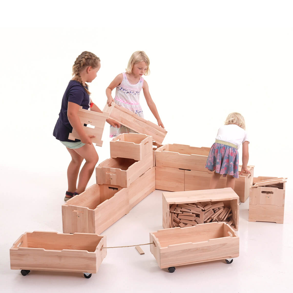 Aufbewahrungsbox für Kinder Spielzeug - stapelbar - holz