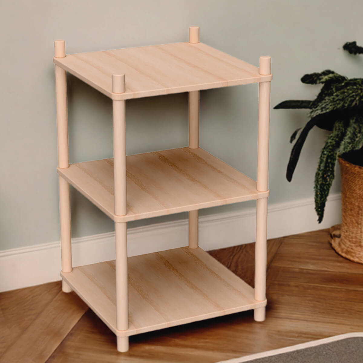 Quadratisches Bücherregal im Montessori Stil