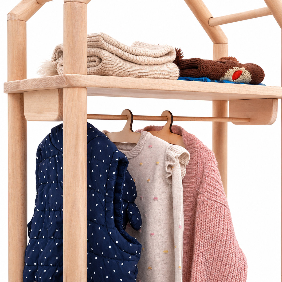 Kinder Garderobe mit Sitzbank aus Holz