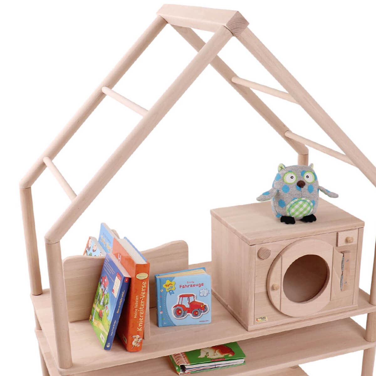 Montessori Spielregal aus helles Buche Natur Massivholz