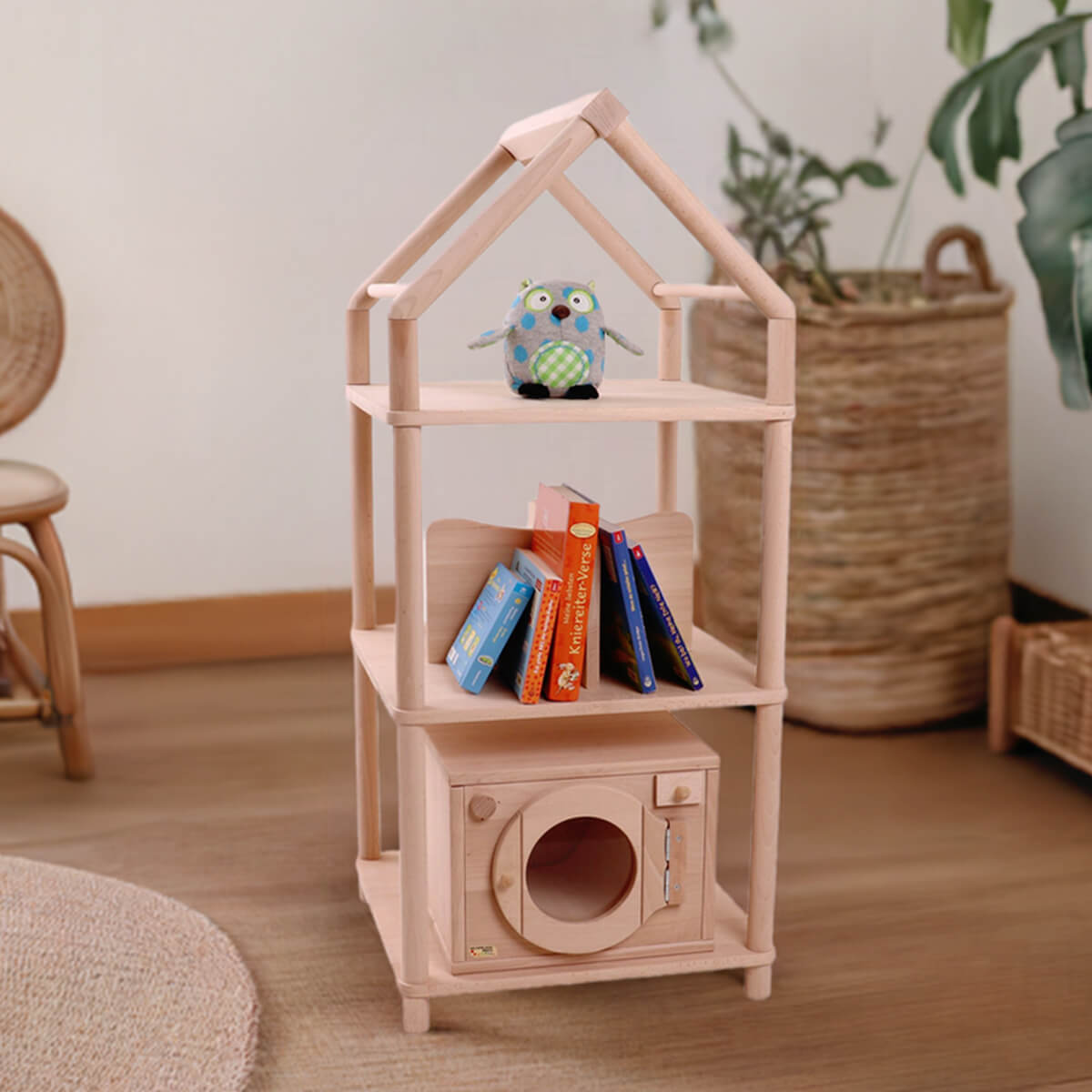 Montessori Regal-Haus mit Spitz-Dach quadratisch