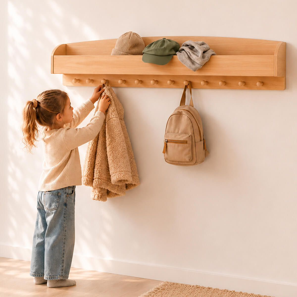 Kindergarderobe für 3 Kinder VERONA - große Wandgarderobe mit 9 Haken