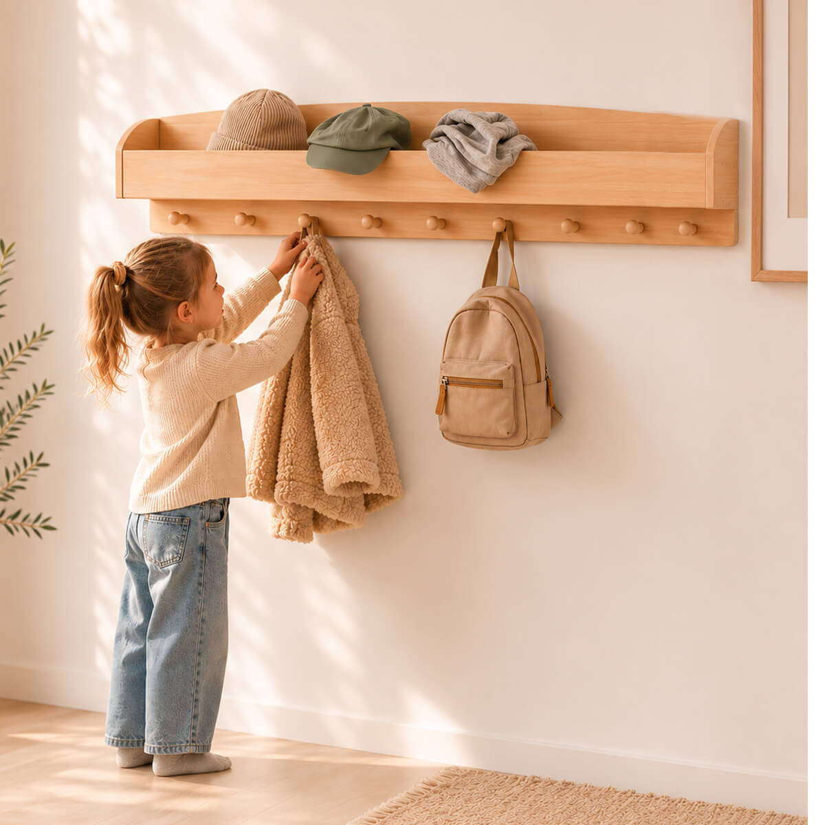 Kindergarten-Garderobe TORINO für 4 Kinder - Kita Wandgarderobe mit 12 Haken
