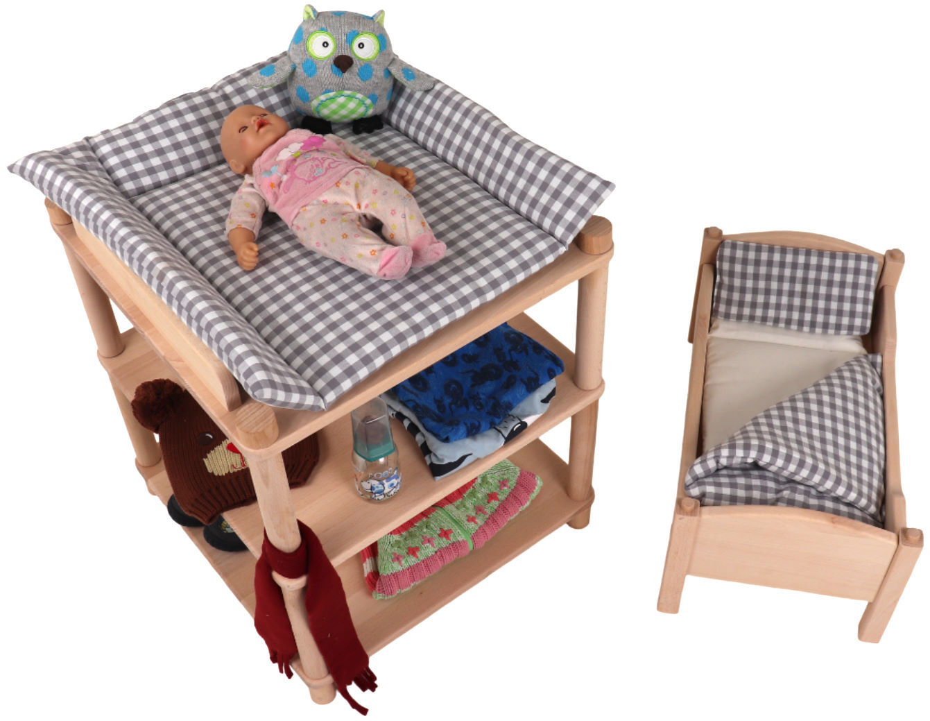 Puppenwickeltisch aus Natur Buchenholz