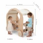 Preview: Kinder Foodtruck aus Holz zeigt den Groessenvergleich zweier Kinder. im Alter von 3 und 6 Jahren