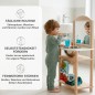 Preview: Kind wäscht Hände am Montessori Waschtisch NERI im hellen Badezimmer mit Fliesen und kindgerechter Arbeitshöhe