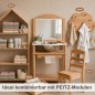 Preview: Montessori Waschtisch NERI kombiniert mit PEITZ-Modulen wie Regal, Kinderstuhl und Garderobe für den Pflegebereich