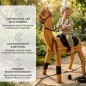 Preview: Wetterfest lasiertes Holz Alpaka mit Sattel und robustem Zubehör für den Garten.