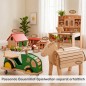 Preview: Holz Traktor BERTI mit Holzschaf, Bauernhof und Hofladen als Spielwelt-Erweiterung.
