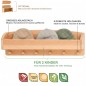 Preview: Große Kindergarderobe MILANO aus Erlenholz mit Feature-Infografik und original Holzspielzeug Peitz Gütesiegeln Handwerk, Natur, Nachhaltigkeit.