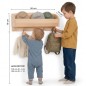 Preview: montessori kleiderschrank: Größenvergleich der Kindergarderobe Porto mit zwei Kindern und exakter Maßgrafik.