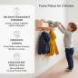 Preview: Kindergarderobe Holz. Infografik zeigt den Nutzen für selbstständiges Aufräumen und die Qualität des Erlenholzes.