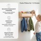 Preview: Kindergarderobe Holz. Infografik zeigt den Nutzen für selbstständiges Aufräumen und die Qualität des Erlenholzes.