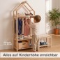 Preview: Montessori Garderobe auf Kinderhöhe zum selbstständigen Greifen von Kleidung und Schuhen