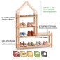 Preview: Schuhregal Kinder mit Sitzbank, offenem Regal, viel Stauraum und liebevoller Hausform