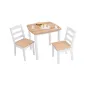 Preview: ansprechendes Design in weiß - natur - Holztisch Holzstühle Kindersitzgruppe – für Kindergarten – pädagogisch wertvolles Holzspielzeug – ökologisch und gesundes Kinder-Spielzeug - Maltisch - Basteltisch - Kaffeetafel