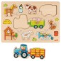 Preview: Bauernhof-Puzzle | Steckpuzzle Traktor mit Anhänger | Geduldspiel