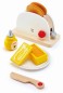 Preview: Toaster-Set mit je zwei Toastscheiben, Butter, Honig, einem Teller und ein Holz-Messer.