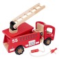 Preview: Kinder-Feuerwehrauto-Holz-rot-Drehleiter