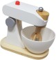 Preview: Kinder-Mixer in Weiß, Grau und Natur, mit Rührschüssel aus Holz