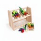 Preview: Spiellebensmittel Set aus Holz mit Stiege mit Obst und Gemüse