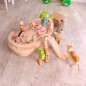 Preview: Kinder-Arche Massivholz mit Noah'S Hütte, Kajüte, Rampe und Holz-Tieren zum spielen, Holz-Palmen