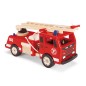 Preview: Rotes Holz Feuerwehrauto Pintoy mit blaulicht ökologisches Holz-Spielzeug – Bio-Holzspielzeug – Naturholz-Spielzeug