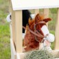 Preview: Detailaufnahme eines Hobby Horses im Stall beim Fressen von Heu