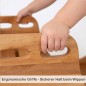 Preview: Kinderhand greift sicheren Handgriff der Holz Schiffschaukel für besseren Halt