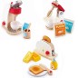 Preview: 3er Kinder Küchengeräte Set aus Holz - 17-teilig - mit Kaffeemaschine, Mixer, Toaster