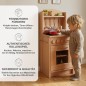 Preview: Holzküche Kinder natur – konzentriertes Spiel im Montessori-Kinderzimmer, unterstützt freies Rollenspiel und Entwicklung