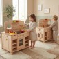 Preview: Kita-Kinderküche Cinderella Holz beidseitig bespielbar – pädagogisch wertvolle Spielküche für Kita und Kindergarten