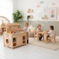 Preview: Kinderküche - Im Kindergarten, Tagespflege bespielbar - Kinder sitzen am Tisch und essen, Kind kocht