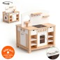 Preview: Kita-Kinderküche aus Massivholz – hochwertige Spielküche Holz beidseitig bespielbar für Kleinkinder ab 2 Jahren - Cinderella - weiß