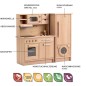 Preview: Kinderküche Gretel Set aus Holz mit Mikrowelle, Backofen, Waschmaschine, Abzugshaube und Küchenschrank.