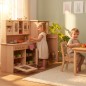 Preview: wei Kinder spielen an der Kinderküche Hänsel Set mit Schrank, Arbeitsfläche und Stauraum.