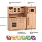 Preview: Kinderküche Hänsel Set aus Holz mit Mikrowelle, Kühlschrank, Backofen, Kochfeld und Schrank für Kochutensilien.