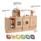Preview: Kinderküche aus Holz mit Herd, Spüle und Backofen, realistische Funktionen für fantasievolles Rollenspiel