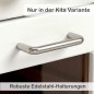 Preview: Kita-Kinderküche Cinderella weiß mit robusten Edelstahl-Halterungen – hochwertige Spielküche Vollholz mit echten Funktionen