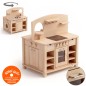 Preview: Kita-Kinderküche aus Massivholz – hochwertige Spielküche Holz beidseitig bespielbar für Kleinkinder ab 2 Jahren - Cinderella