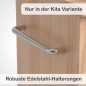 Preview: Kita Kinderküche Däumelinchen mit robusten Edelstahl-Halterungen – stabile Holzküche für den täglichen Einsatz
