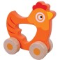 Preview: Hand-Schiebe-Tier Huhn RS 176 H: Motorik-Lernspielzeug aus Holz für Kleinkinder mit ergonomischem Griffloch und stabilen Holzrädern