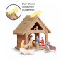Preview: Krippe fuer Weihnachten aus massivem Holz mit Figuren und Tieren und Stern