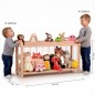 Preview: Größenvergleich: Kuscheltier Zoo aus Holz neben Kindern im Kindergartenalter