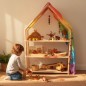 Preview: Montessori Bücherregal Bergen - aus Naturholz - als Themenregal der Jahreszeiten