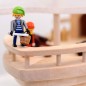 Preview: Kinder-Piratenschiff und Kinder-Arche, Detail Bug mit Playmobil Piraten, Massivholz natur, nachhaltig