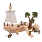 Preview: Kinder Arche und Kinder-Piratenschiff mit Segelmast, Segel und Mastkorb, Hütte und Rampe mit Playmobil Piraten und Holzpalme