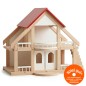 Preview: Offenes Puppenhaus Bauernhof aus Holz mit Balkon, Treppe und Schiebetüren