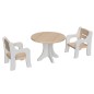 Preview: Set 1 mit 2 Stühle und Tisch - Waldorf Puppenmöbel Set in weiß-natur