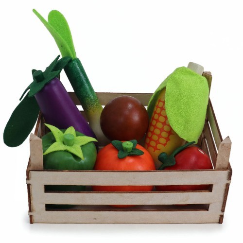 Stiege mit Obst und Gemüse für den Kaufladen